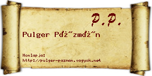 Pulger Pázmán névjegykártya